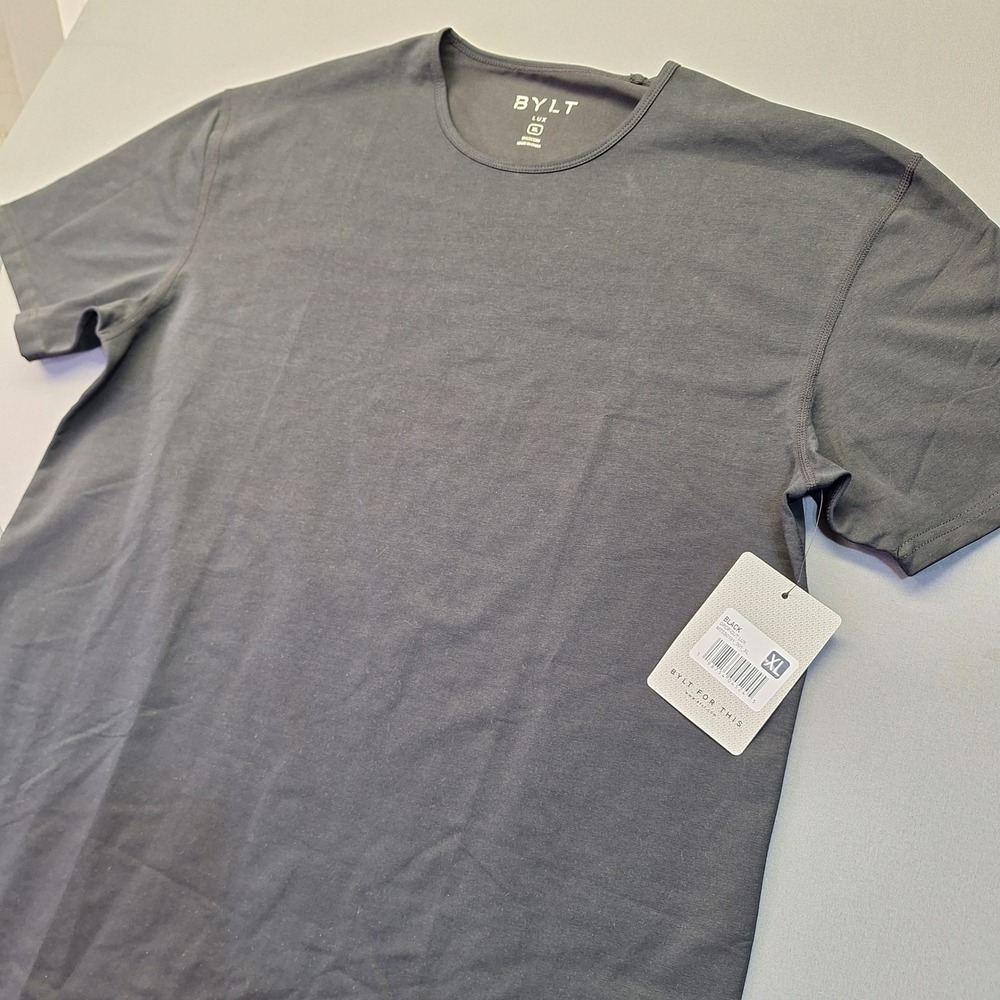 BYLT Basics Mens Drop-Cut Lux T-Shirt Black Short Sleeve XL MTSS0191_001_XL